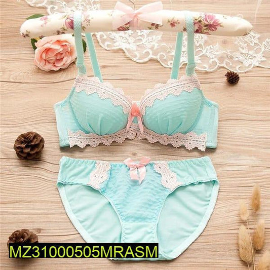 Cotton net lace work padded bikni set Markaz