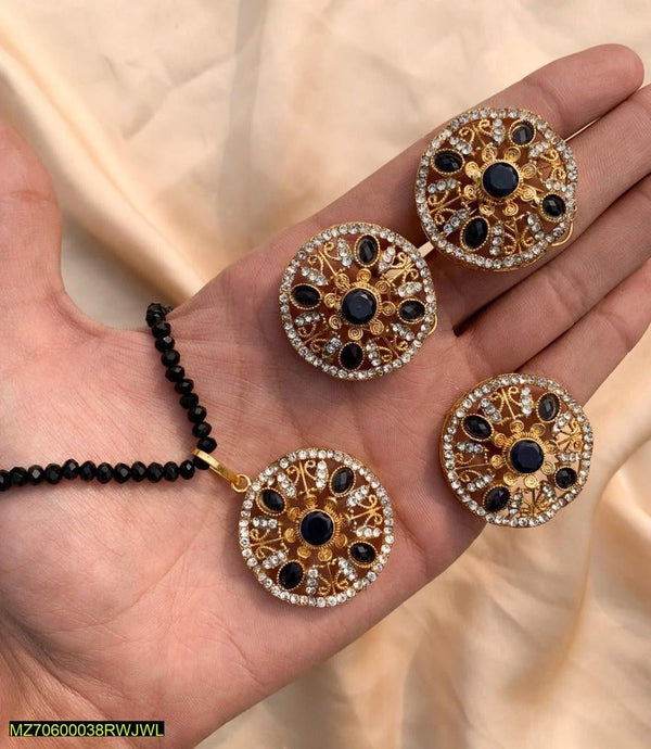 Multi stones pendant locket set t4trendz
