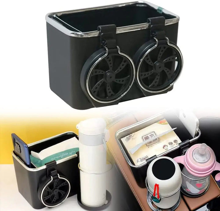 Universal Multifunctional Car Armrest Storage Box Cup Holder with Tissue Box - Black t4trendz
