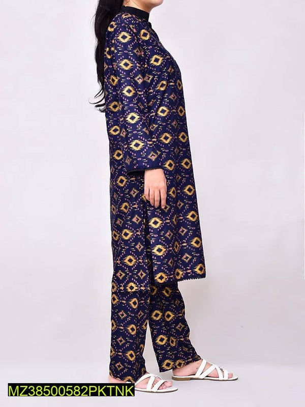 Two PCs women stitched linen suit Markaz