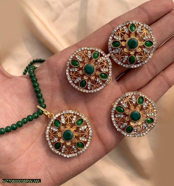 Multi stones pendant locket set t4trendz