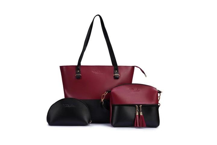 PeachBlack Combo 3 Piece women handbags set t4trendz