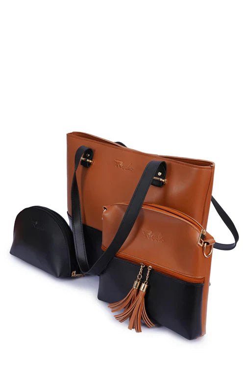 PeachBlack Combo 3 Piece women handbags set t4trendz