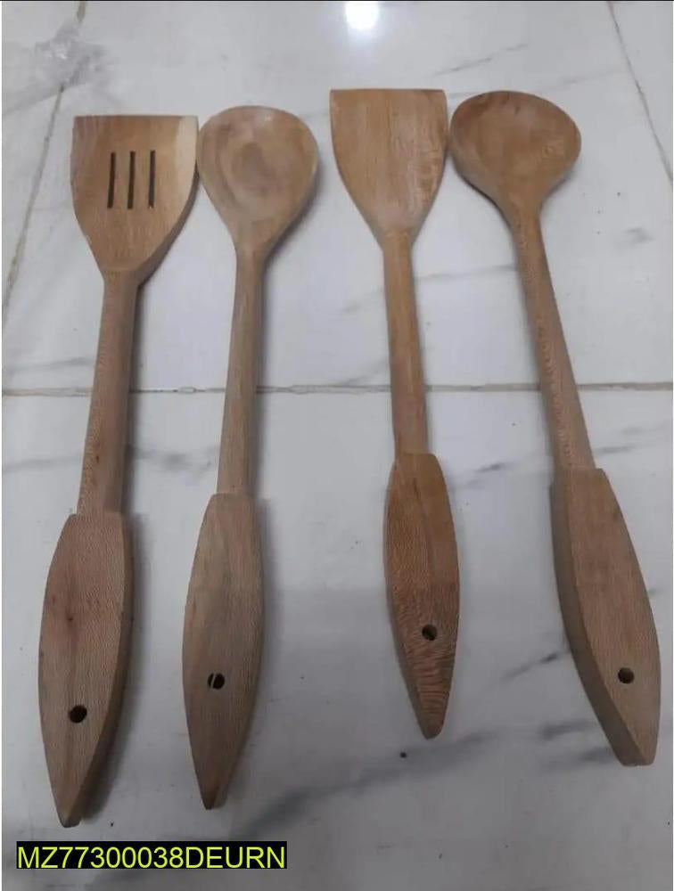 4 PCs wooden spatula spoons set Markaz