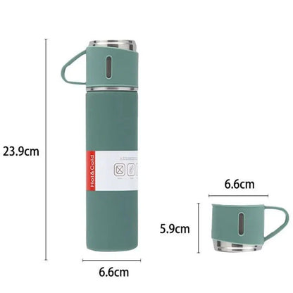 Stainless Steel Vacuum Thermal Flask Set with 3 cups-500ML t4trendz