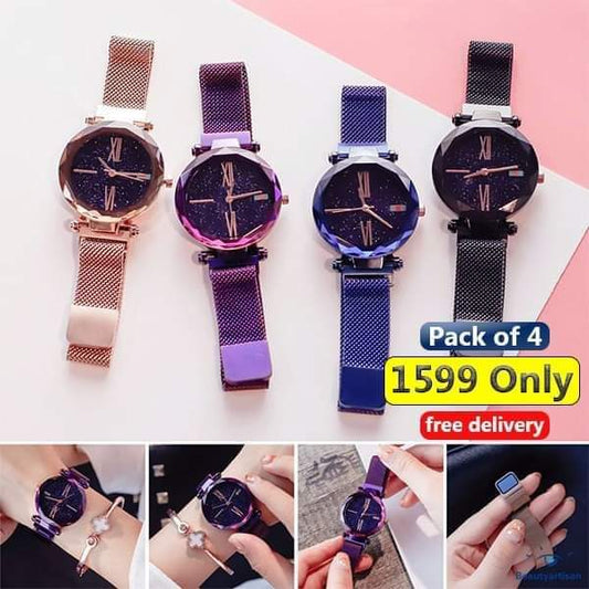 Pack of 4 magnetic strap watches t4trendz