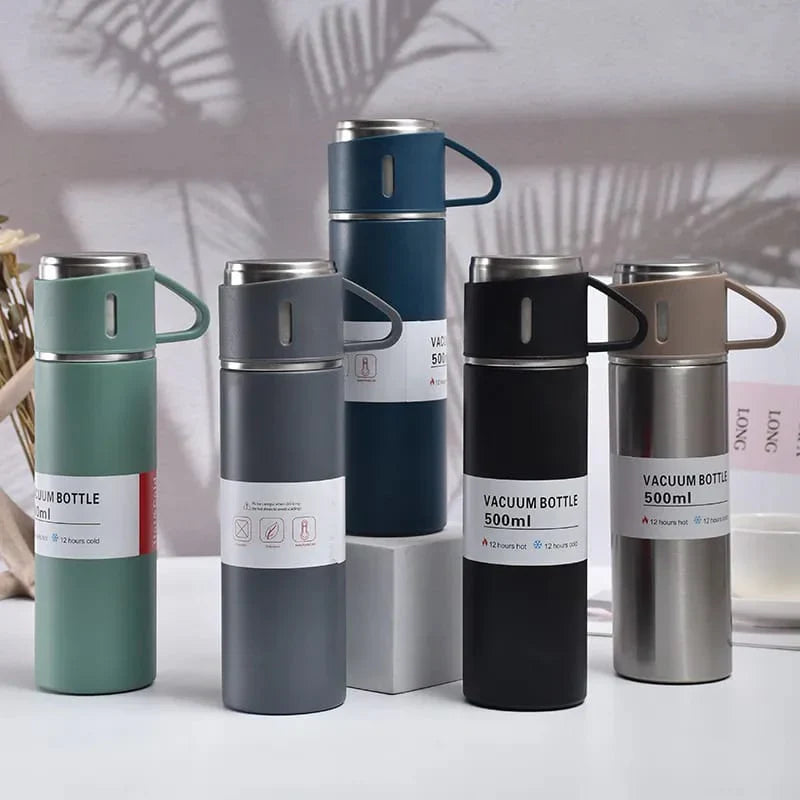 Stainless Steel Vacuum Thermal Flask Set with 3 cups-500ML t4trendz