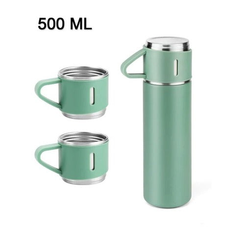 Stainless Steel Vacuum Thermal Flask Set with 3 cups-500ML t4trendz