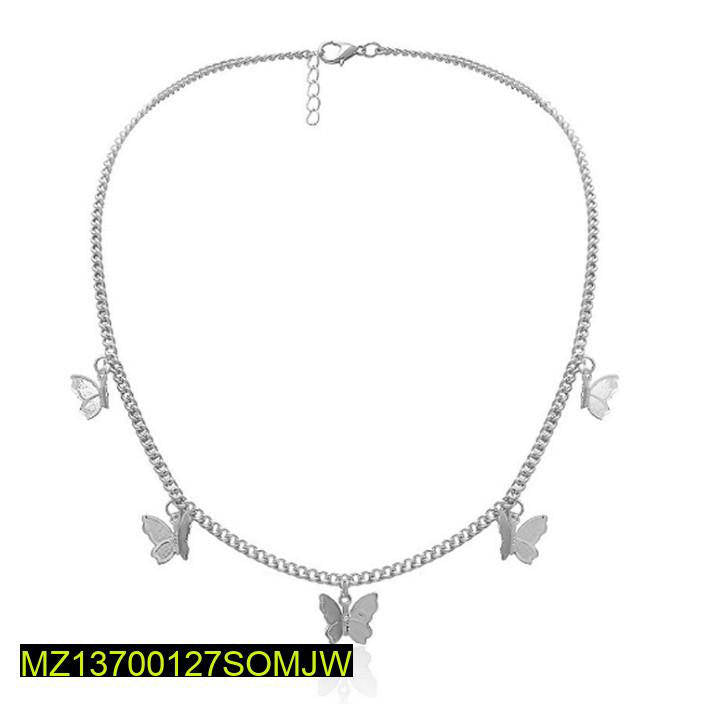 Silver plated beautiful butterfly hanging choker pendant t4trendz