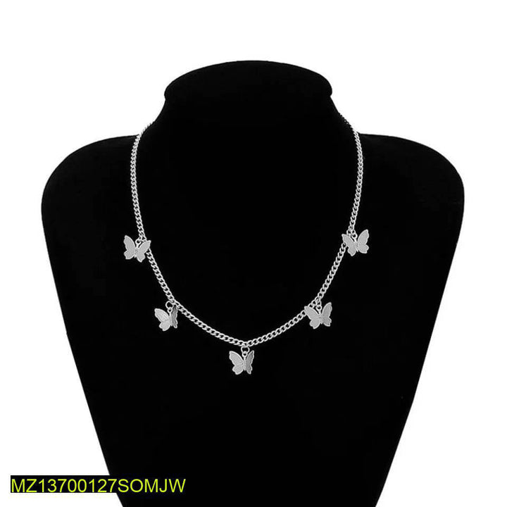 Silver plated beautiful butterfly hanging choker pendant t4trendz