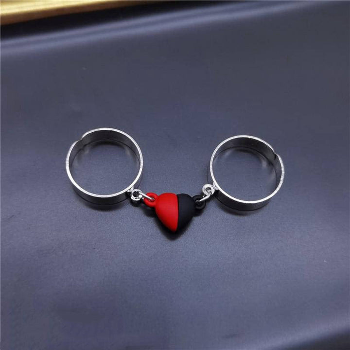 2 pieces trendy heart magnetic ring set t4trendz