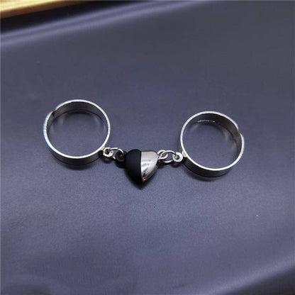 2 pieces trendy heart magnetic ring set t4trendz