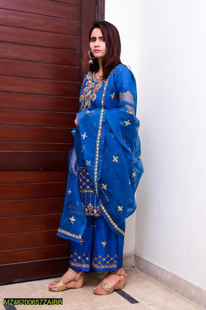 2 PCs women linen stitched suite Markaz