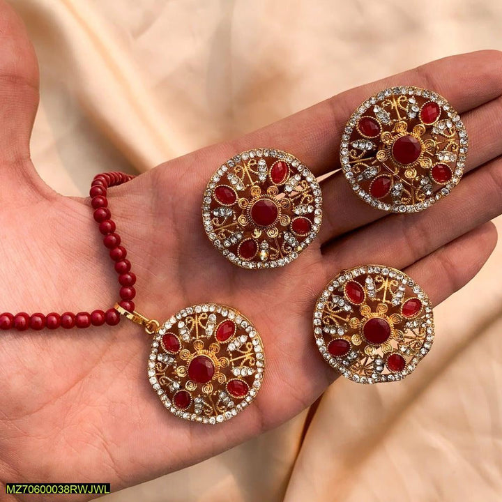 Multi stones pendant locket set t4trendz