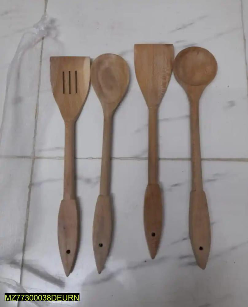 4 PCs wooden spatula spoons set Markaz