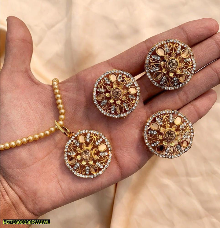 Multi stones pendant locket set t4trendz