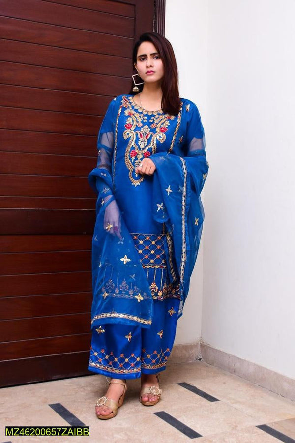 2 PCs women linen stitched suite Markaz