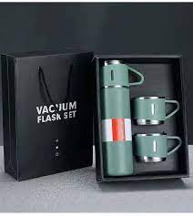 Stainless Steel Vacuum Thermal Flask Set with 3 cups-500ML t4trendz