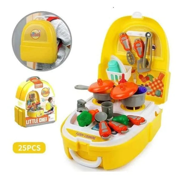 Buy Little Chef Cooking Backpack Playset for Kids – 25-Piece Kitchen Toy Set