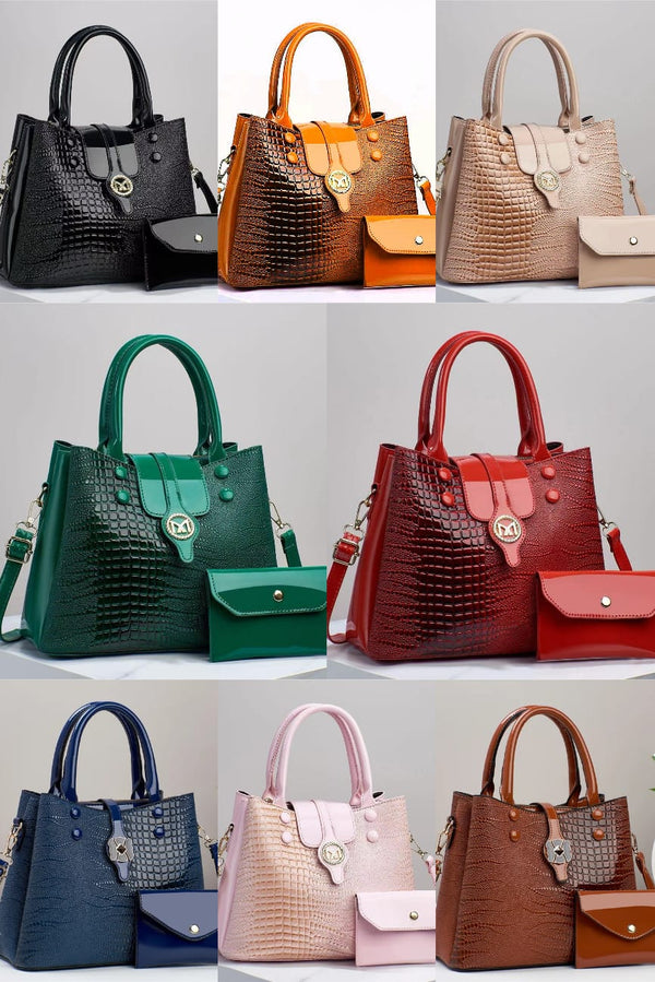 2 PCs patient women's handbags set t4trendz